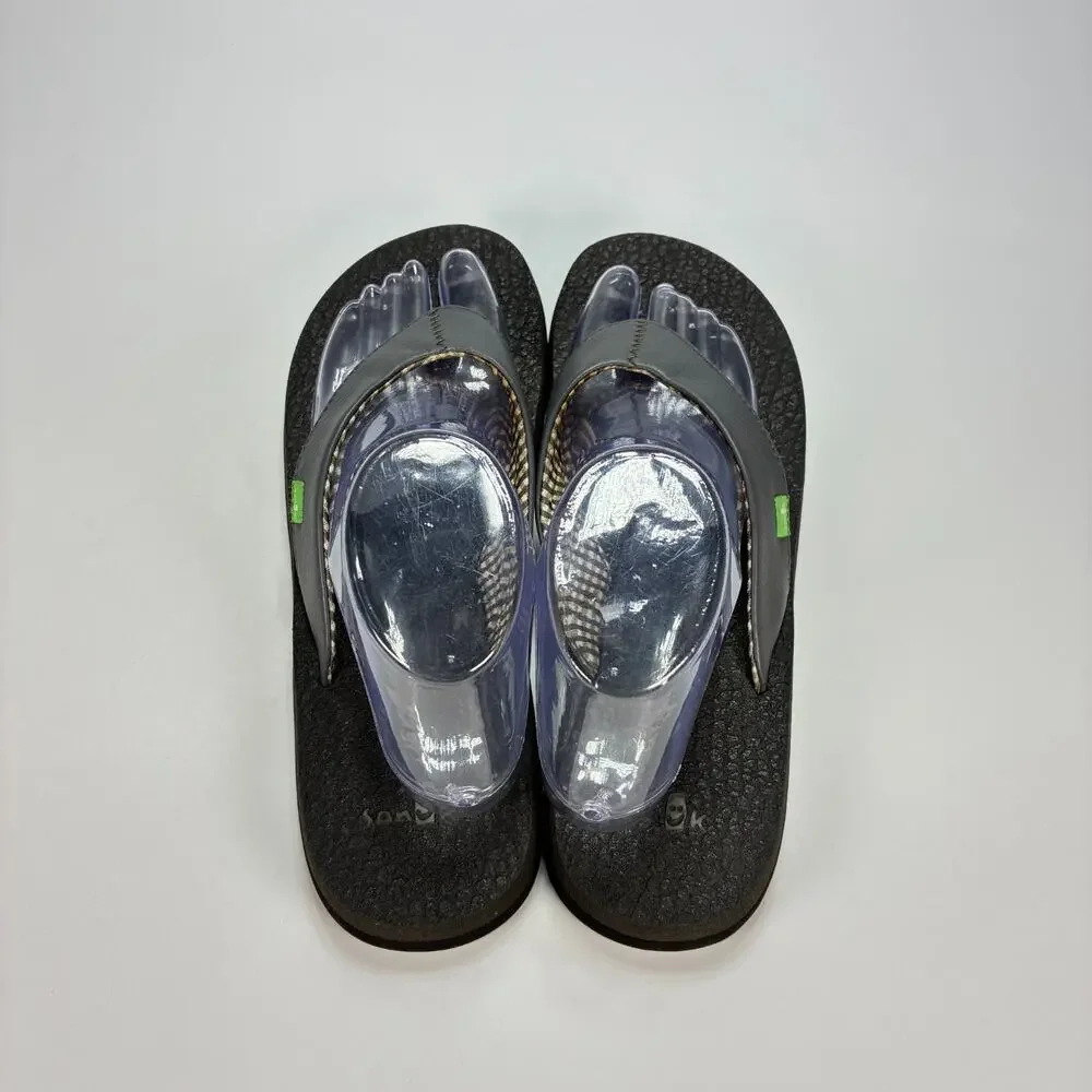 Sanuk Yoga Mat Black Comfort Casual Flip Flop Sandals SWS2908C Women's Size 10